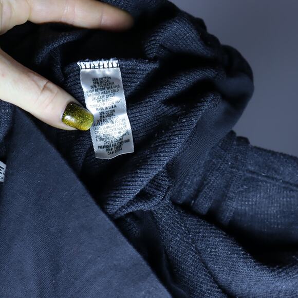 Stateside Mixed Fabric Hooded Waffle Hoodie Gray Black Size M - Picture 5 of 5